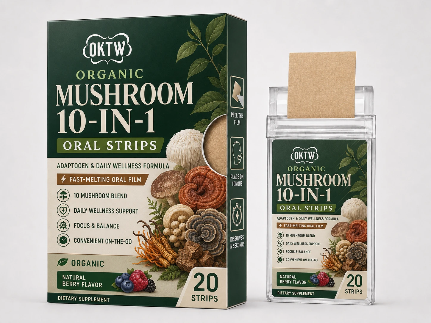 10-Mushroom Complex Oral Dissolving Strips packaging concept