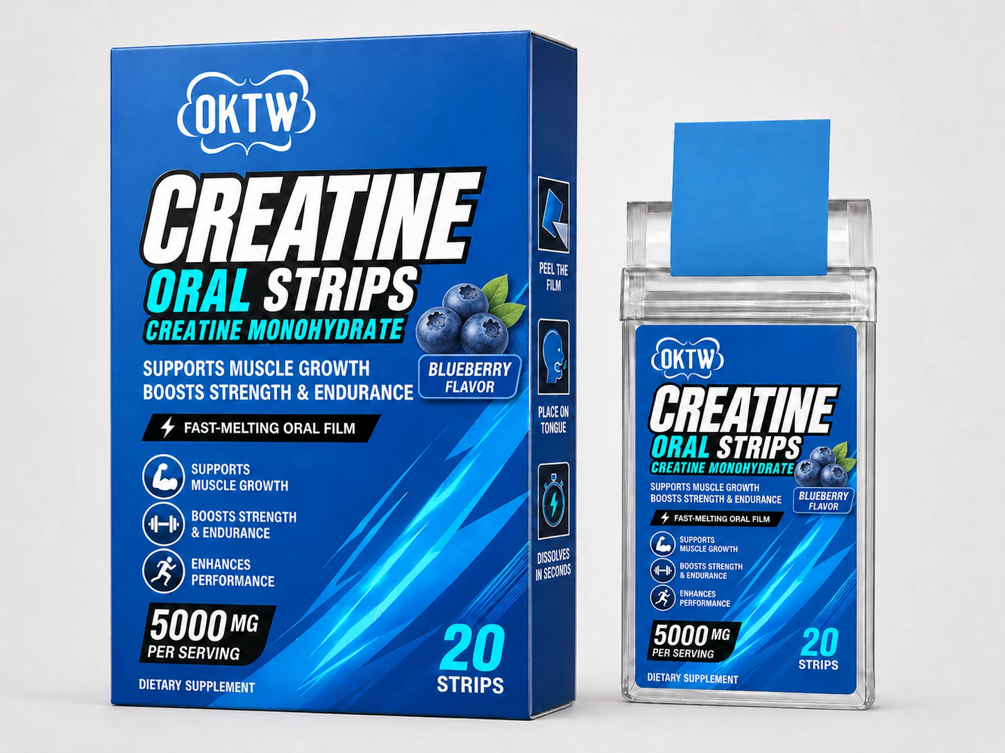 Creatine Oral Dissolving Strips dietary supplement oral dissolving strips packaging concept