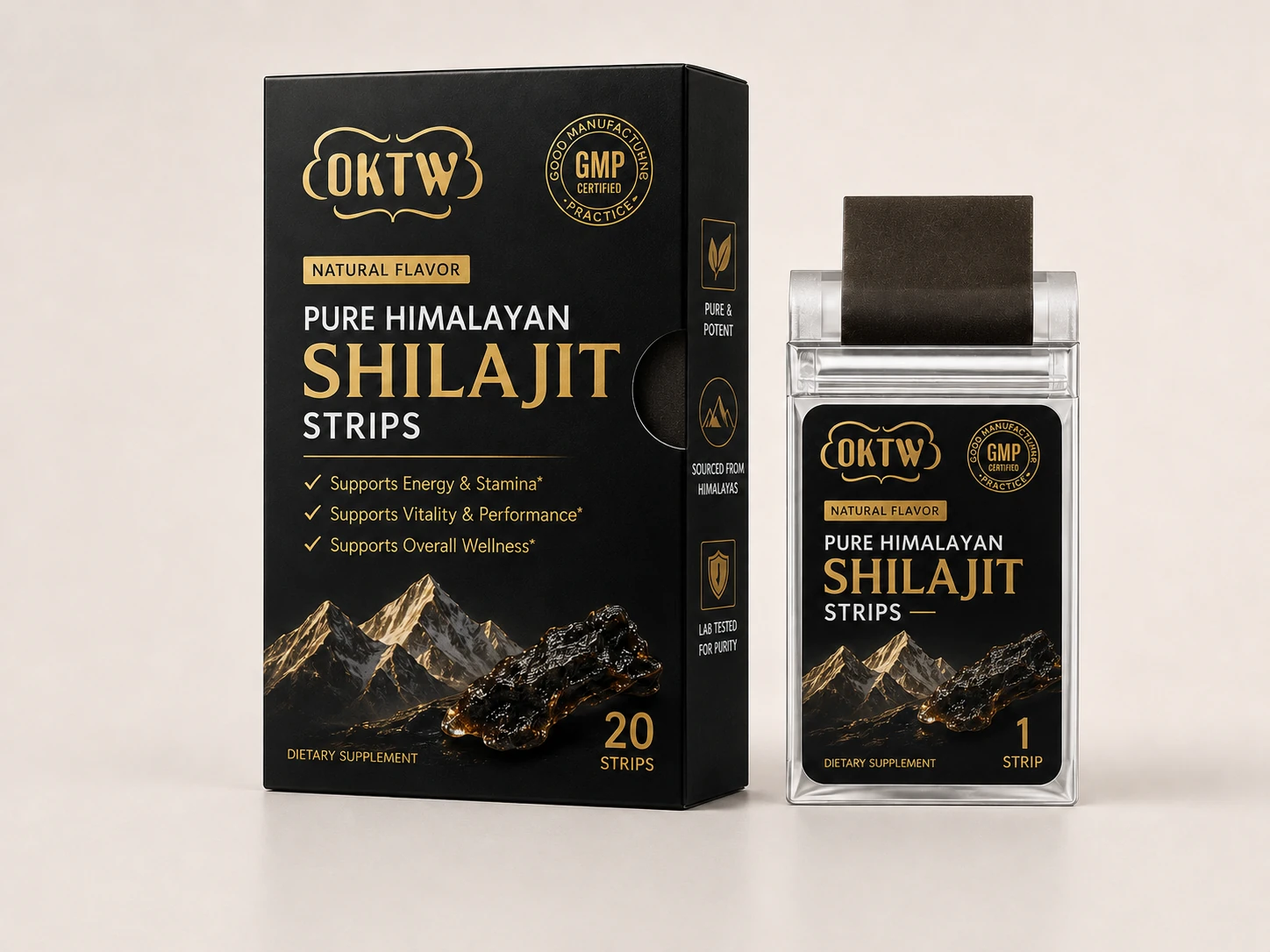 Shilajit Oral Dissolving Strips dietary supplement oral dissolving strips packaging concept
