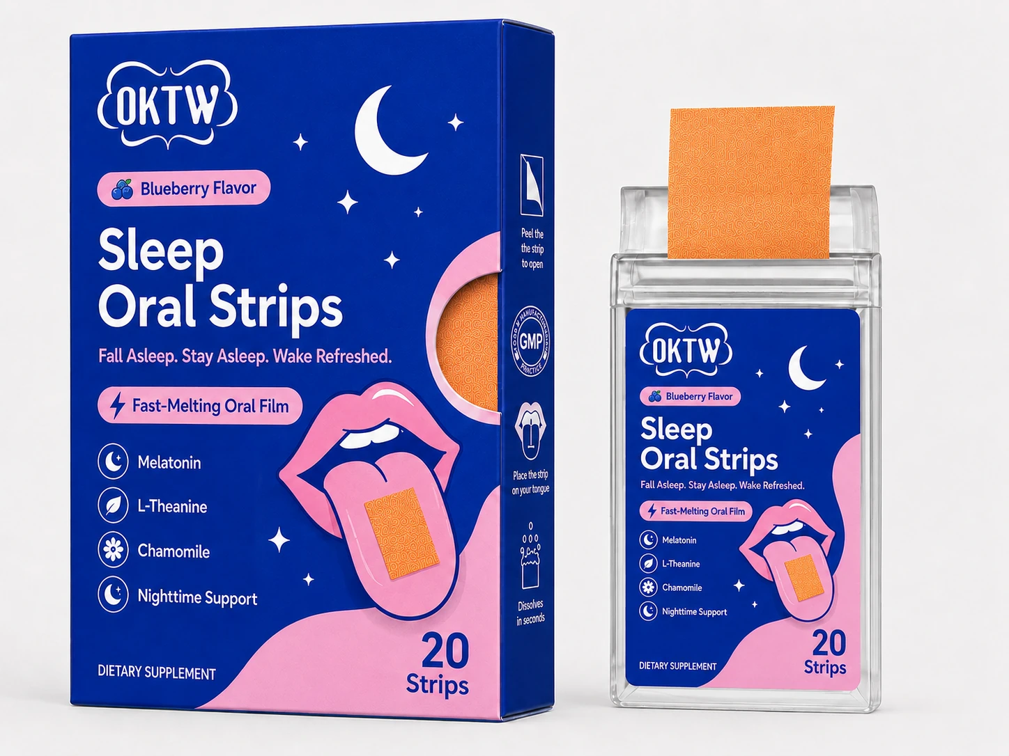 Sleep Support Oral Dissolving Strips dietary supplement oral dissolving strips packaging concept