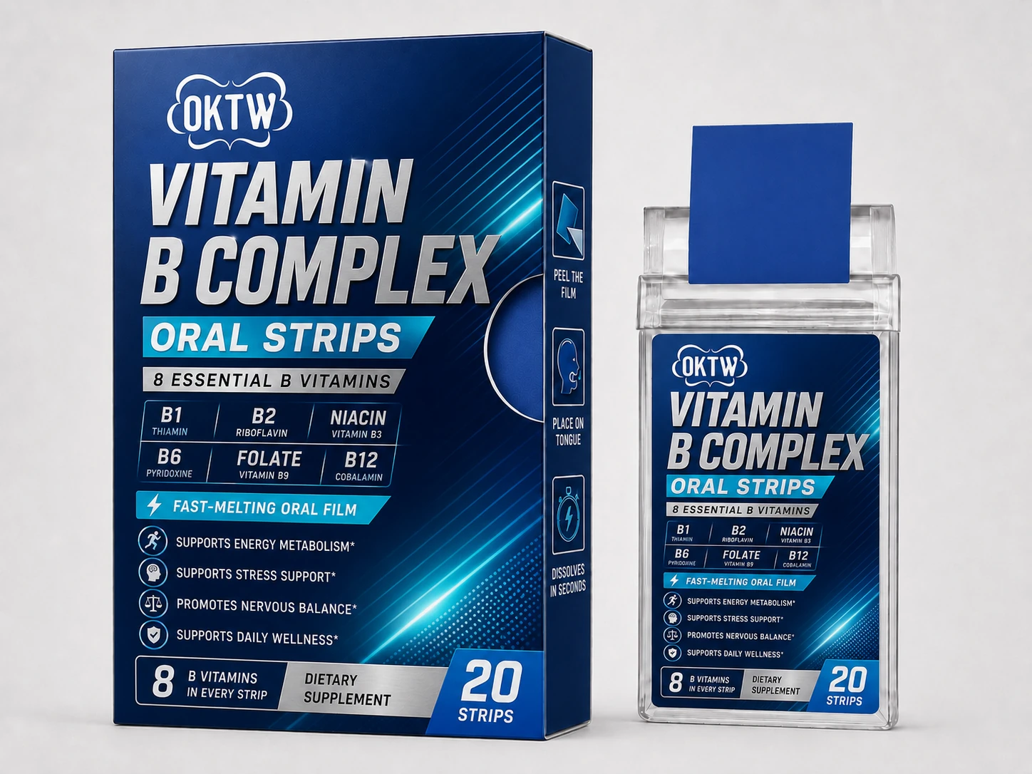 Vitamin B Complex Oral Dissolving Strips dietary supplement oral dissolving strips packaging concept