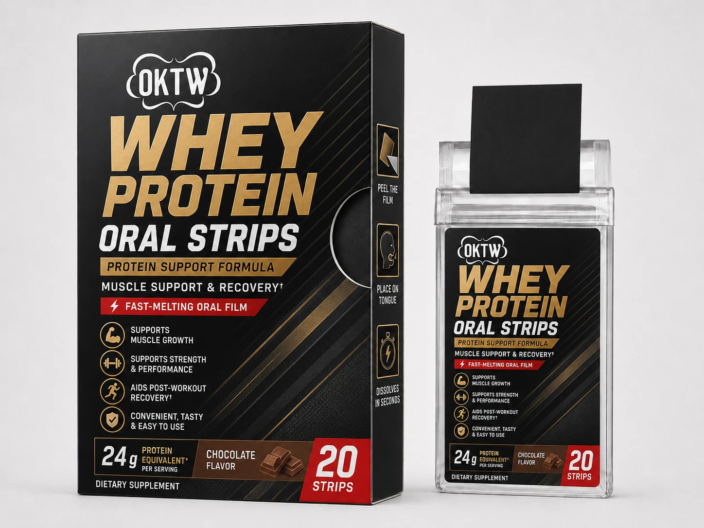 Whey Protein Oral Dissolving Strips dietary supplement oral dissolving strips packaging concept